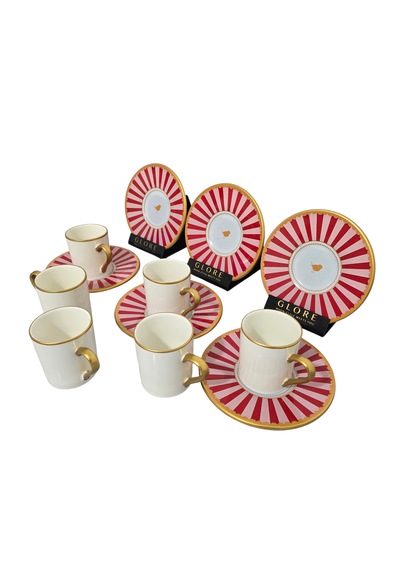 Sudedi Home Pink Line 6 Kişilik Kahve Fincanı Takımı - 90 Ml Çok Renkli