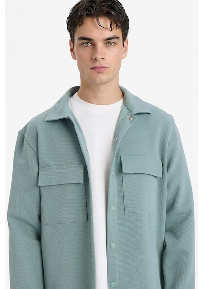 Defacto Esnek Kumaş Twill Gömlek E7689ax26spgn1175 Yeşil-gn1175