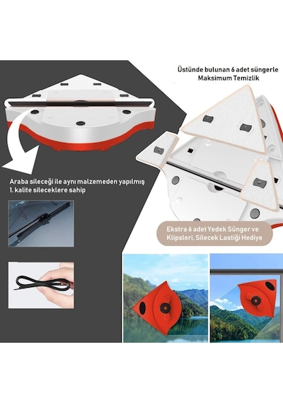 Mıknatıslı Çift Cam Pencere Silme Aparatı Cam Silici