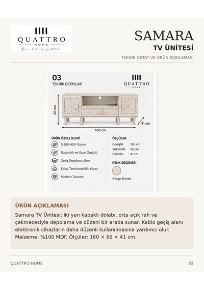 Samara Tv Ünitesi Krem
