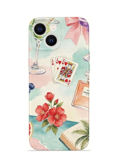 Apple iPhone Uyumlu 15 Vorian İnce Kamera Korumalı Mika Kılıf Mediterranean Holiday Collage Mediterranean Holiday Collage Mika