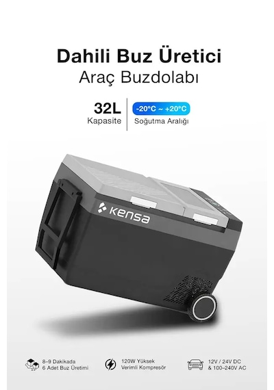 Taşınabilir Dış Mekan Buzdolabı Ve Buz Makinesi 32lt Ev Ve Araç İçi Buzdolabı