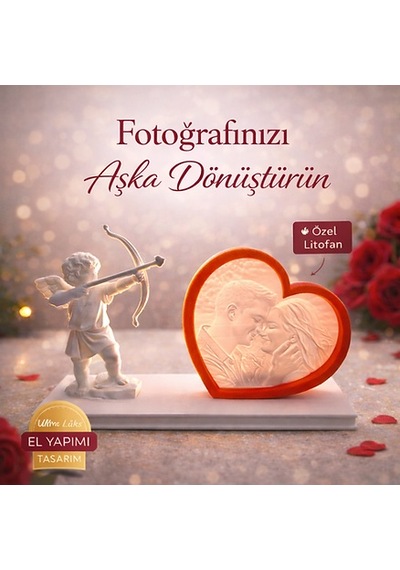 Aşk Meleği Kalp Lithophane Lamba Kişiye Özel Fotoğraflı Romantik 3d Anı Işığı Çok Rekli - Beyaz
