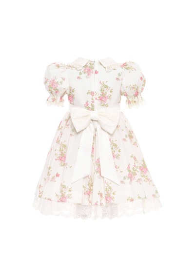Pamina Kids Pamina Kız Çocuk Taç Tokalı Çiçekli Elbise Ekru 36374