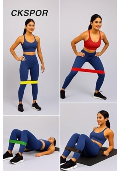 Ayrex Aerobik Bant 5'li Seti, Kademeli Dirençli Spor Lastik, Çok Renkli