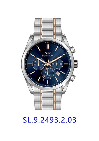 Slazenger Sl.09.2493.2.03 Quartz Çelik Rose/gri Lacivert Kadran 42 Mm Erkek Kol Saati Gri