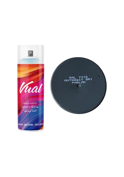 Permolit Vual Akrilik Sprey Boya Antrasit Gri Parlak 400 Ml - Ral7016 Antrasit