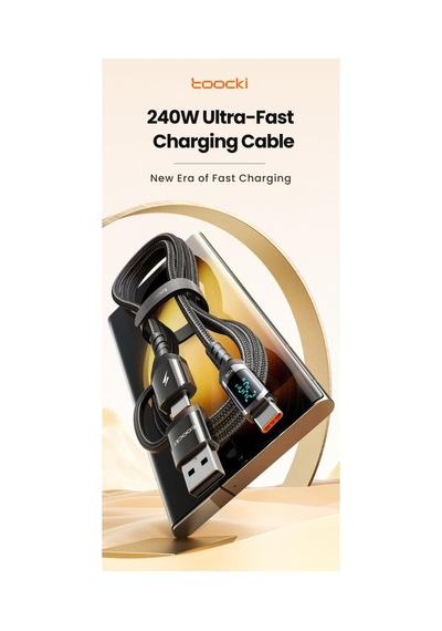 Toocki 240w 2'si 1 Arada Usb-a / Usb-c To Usb-c Hızlı Şarj Ve Veri Aktarım Kablosu 1 Metre