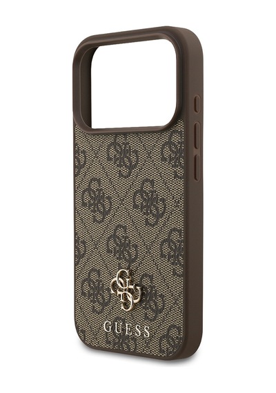 Apple iPhone Uyumlu 18 Pro Kılıf Guess  Lisanslı M-safe Şarj Özellikli Small 4g Classic Kapak Kahverengi