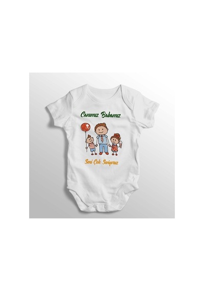 Babylimon Canımız Babamız Seni Çok Seviyorum Yazılı Baskılı Bebek Zıbını Beyaz - 132207267 Beyaz