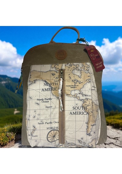 Old Cotton Cargo Vintage Kanvas Renkli Otantik Günlük Gezi Seyahat Sırt Çantası Lucas Bag 30 Cm X 37 Cm Camel