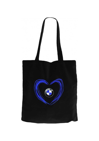 BMW Heart Logo Siyah Kanvas Bez Çanta