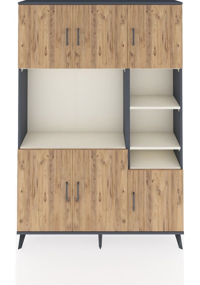 Arges Dolap 10 Raflı 6 Kapaklı 132x30x195 Antrasit-çam/aytaşı Antrasit