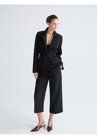 Lcw Vision Siyah Beli Kuşaklı Kadın Blazer Ceket