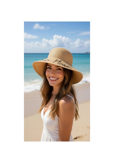 Mollycrush Kadın Camel Beach Please Hasır Şapka Yazlık Şık Model Camel