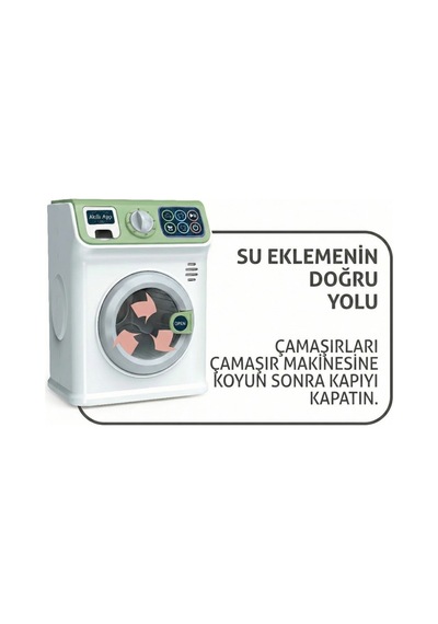 Gerçekçi Sesli Ve Işıklı Dokunmatik Ekranlı Oyuncak Çamaşır Makinesi - Evcilik Seti
