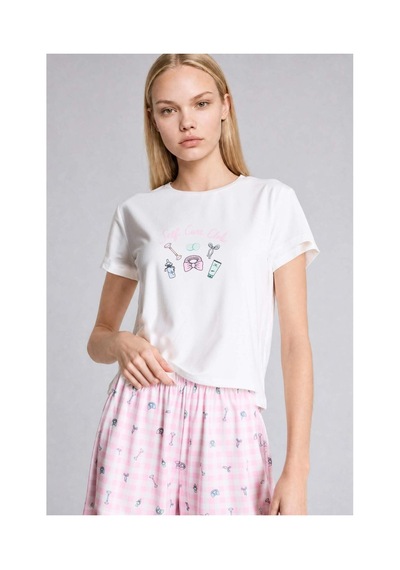 Defacto Regular Fıt Kısa Kollu 2li Açık Pembe Şortlu Pijama Takımı H6954ax26smpn648 Pembe-pn648
