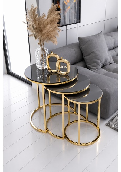 Armoni 3'lü C Zigon Gold Kaplama Antrasit Mdf Mebran Demonte