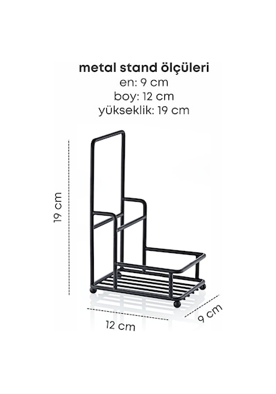 Grimorlife Metal Tekli Bulaşık Deterjanı Sabunluk Standı-bez Askılığı Siyah