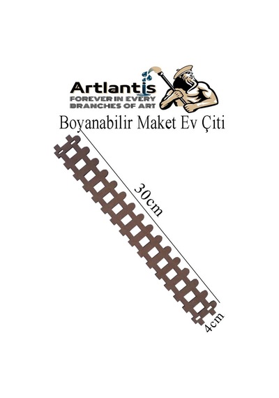 Boyanabilir Ahşap Maket Çit 4 Adet 30x4 Cm Dekoratif Minyatür Bahçe Çiti Proje Tasarım Okul Hobi