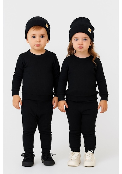 Zuzunga Unisex 3'lü Kaşkorse Bebe Takım Siyah