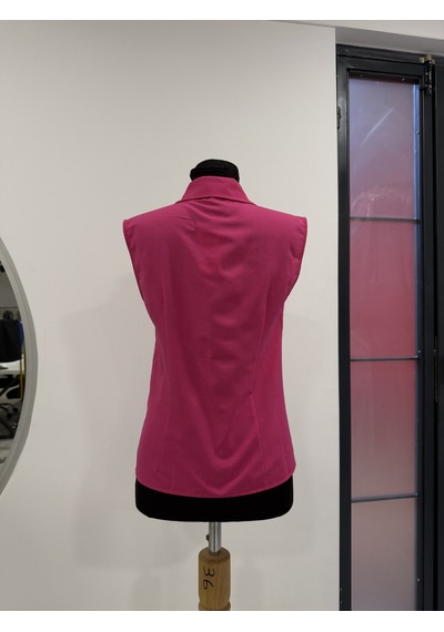 Pera Moda Sıfır Kol Mevsimlik Poplin Gömlek Fuşya