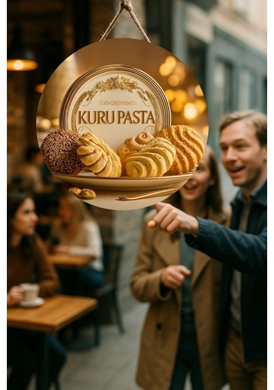 Kuru Pasta Temalı İpli Ahşap Kapı Duvar Süsü, Pastane, Tatlı Dükkanı, Cafe Tablo Dekoru