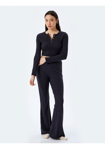 Koton Beli Bağlama Detaylı İspanyol Paça Pijama Altı Gri 5wlk40310mk Gri