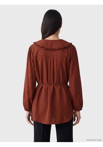 Lcw Everyday Bordo Bebe Yaka Bağlamalı Kadın Gömlek Tunik