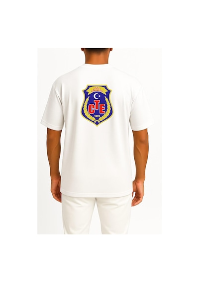 Bahriyeli Collection Oversize Ceza Ve Tevkifevleri Genel Müdürlüğü Cep Ve Sırt Tasarımlı Unisex T-shirt Beyaz