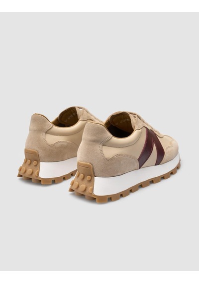 %100 Hakiki Deri Bej Kadın Sneaker Bej