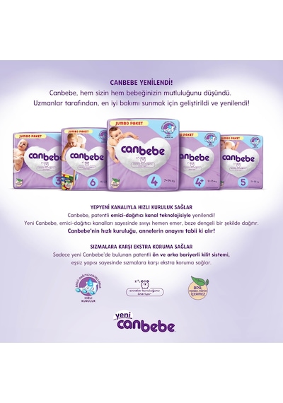Canbebe Yenidoğan Bebek Bezi 1 Numara Jumbo Paket 40 Adet