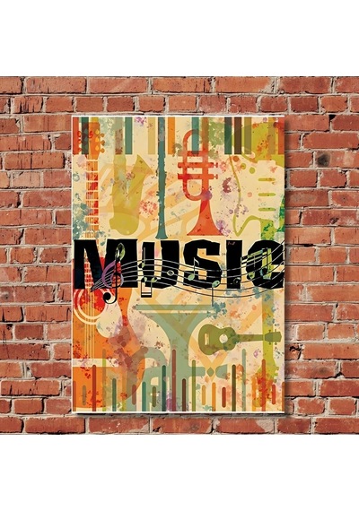 Vintage Müzik Esintisi Dekoratif Mdf Poster