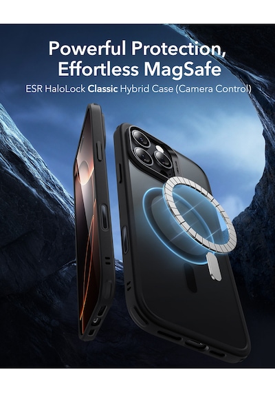 Esr Apple Uyumlu iPhone 16 Pro Max Halolock Magsafe Classic Hybrid Silikon Kılıf - Kamera Kontrol Buton Buzlu Siyah