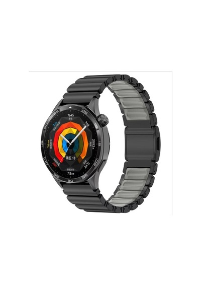 Huawei Watch Huawei Gt 5 Pro 46mm Uyumlu Krd-151 22mm Metal Silikon Kordon - Siyah-gri