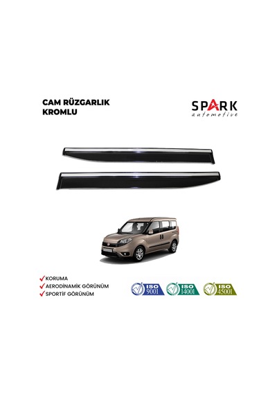 Fiat Doblo 2015-2022 Yıl Aralığı Uyumlu Cam Rüzgarlığı Kromlu 4 Parça Siyah