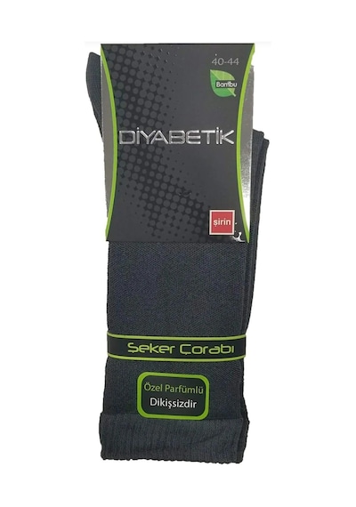 Şirin 8100 Erkek Bambu Diyabetik Şeker Çorap 6 Adet Grı