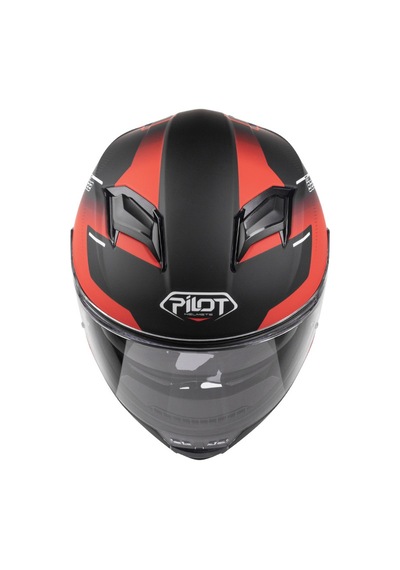 Pilot Alpha Sv Kırmızı Siyah Kapalı Motosiklet Kaskı Siyah