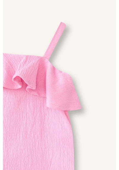 Defacto Kırışık Dokulu Kumaş 2li Pembe Takım Kız Bebek I0050a526hspn649 Pembe-pn649
