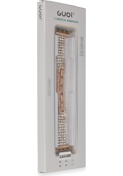 Newface - 213 - Apple Watch Uyumlu 38mm Live Taşlı Kordon - - Csmo-tex - Rose Gold