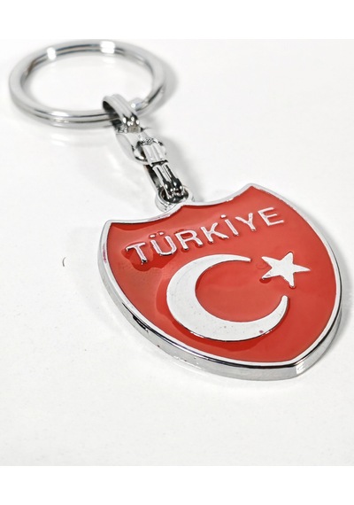 Türkiye Yazılı Ay Yıldız Figürlü Kırmızı Metal Anahtarlık Sade, Net Ve Güçlü Bir Duruş Çok Renkli