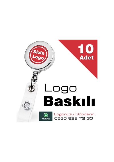 Metal Klipsli Kart Yoyosu. Yaka Kart Tutucu. Yoyo Kartlık 10 Adet 10 Adet-Beyaz
