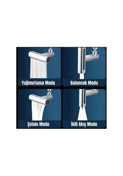 Krom Kaplamalı Çok Fonksiyonlu Musluk Başlığı, Yağmur Şelale Sprey Ve Kabarcık Modları, Mh-hs7611-5223