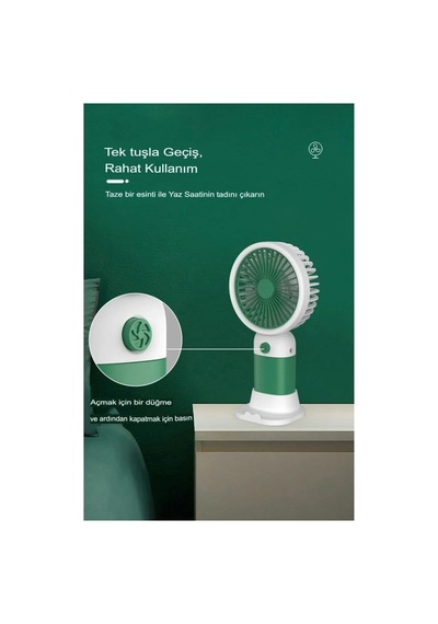 Lexroo Mini Fan Masaüstü Taşınabilir Telefon Stantlı Vantilatör 2 Özellik Bir Arada Taşınabilir