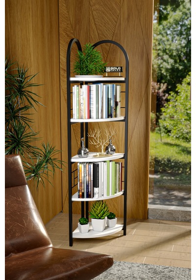 Metal Köşe Kitaplığı Beyaz 150 Cm Çok Renkli