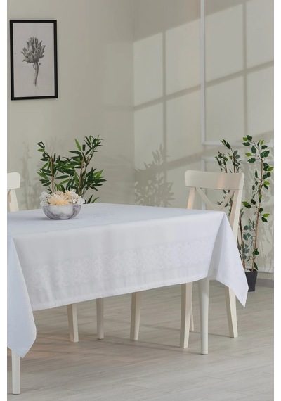 Jumbo Jakar Beyaz Sıvı Geçirmez Kumaş Pano Masa Örtüsü 160x220
