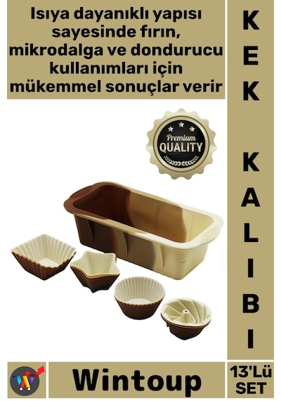 Kalıp Isıya Dayanıklı Yapışmaz Mutfak Pasta Sunum Fırın Silikon Muffin Baton Kek Kalıbı Seti 13'lü Çok Renkli