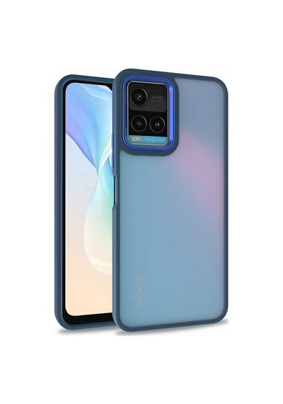 Vivo Y32 Kılıf Renkli Kenar Arkası Şeffaf Flora Silikon Kılıf
