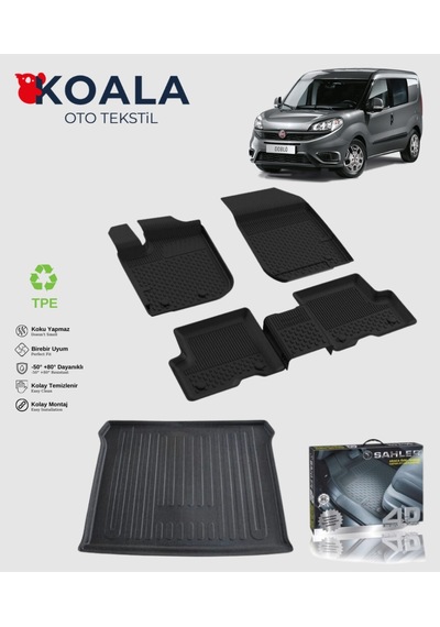 Fiat Doblo 2010-2022 Uyumlu Sahler Paspas + Bagaj Havuz Seti