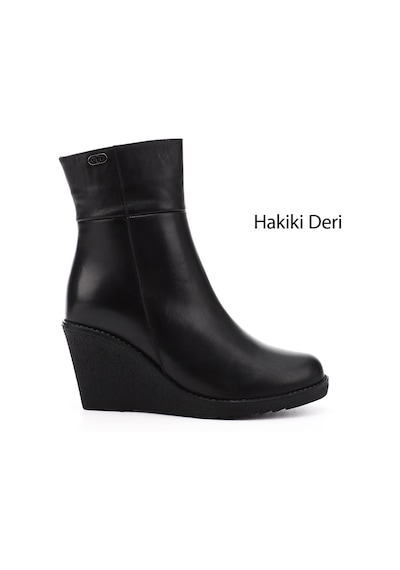Gönderi(R) Gönderi R Siyah Fermuarlı Dolgu Topuklu Hakiki Deri Bot Siyah